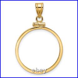 1905-1959 Mexico 10 Pesos Screw Top Reeded Border Coin Bezel in 14k Gold