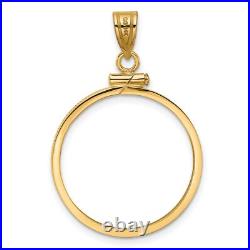 1905-1959 Mexico 10 Pesos Screw Top Reeded Border Coin Bezel in 14k Gold
