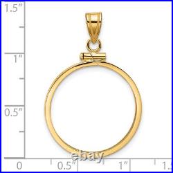 1905-1959 Mexico 10 Pesos Screw Top Reeded Border Coin Bezel in 14k Gold