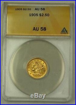 1905 $2.50 Liberty Quarter Eagle Gold Coin ANACS AU-58 Great Luster (Better)