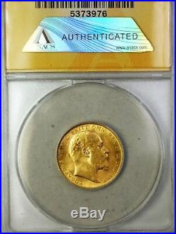 1905 Great Britain One Sovereign Gold Coin ANACS AU-58