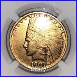 1907 $10 Indian NGC AU Details No Motto Gold Coin