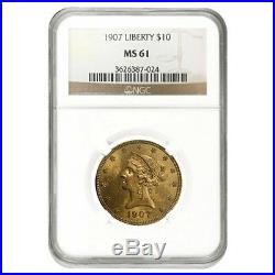 1907 $10 Liberty Head Eagle Gold Coin NGC MS 61