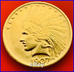 1907 US Gold $10 Indian Head Eagle Gold Coin