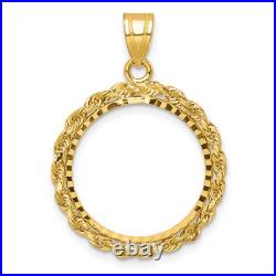 1908-1929 US $2.50 Indian Quarter Eagle Prong Set D/C Rope Coin Bezel 14k Gold 1908-1929 US $2.50 Indian Quarter Eagle Prong Set D/C Rope Coin Bezel 14k Gold