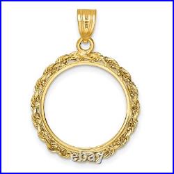 1908-1929 US $2.50 Indian Quarter Eagle Prong Set D/C Rope Coin Bezel 14k Gold 1908-1929 US $2.50 Indian Quarter Eagle Prong Set D/C Rope Coin Bezel 14k Gold