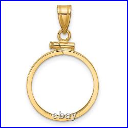 1908-1929 US $2.50 Indian Quarter Eagle Screw Top Reeded Coin Bezel in 14k Gold 1908-1929 US $2.50 Indian Quarter Eagle Screw Top Reeded Coin Bezel in 14k Gold