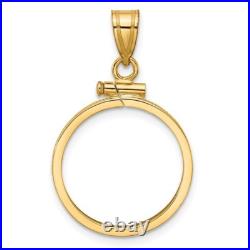 1908-1929 US $2.50 Indian Quarter Eagle Screw Top Reeded Coin Bezel in 14k Gold 1908-1929 US $2.50 Indian Quarter Eagle Screw Top Reeded Coin Bezel in 14k Gold