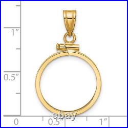 1908-1929 US $2.50 Indian Quarter Eagle Screw Top Reeded Coin Bezel in 14k Gold 1908-1929 US $2.50 Indian Quarter Eagle Screw Top Reeded Coin Bezel in 14k Gold