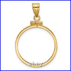 1908-1929 US $5 Indian Half Eagle Screw Top Reeded Border Coin Bezel in 14k Gold 1908-1929 US $5 Indian Half Eagle Screw Top Reeded Border Coin Bezel in 14k Gold