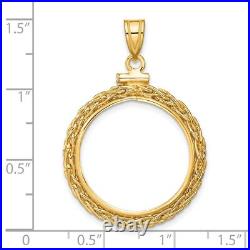 1908-1929 US $5 Indian Half Eagle Screw Top Tight Chain Coin Bezel in 14k Gold