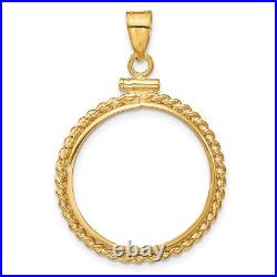 1908-1929 US $5 Indian Half Eagle Screw Top Twisted Rope Coin Bezel in 14k Gold
