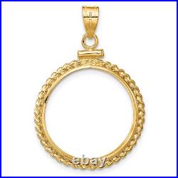 1908-1929 US $5 Indian Half Eagle Screw Top Twisted Rope Coin Bezel in 14k Gold