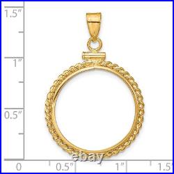 1908-1929 US $5 Indian Half Eagle Screw Top Twisted Rope Coin Bezel in 14k Gold