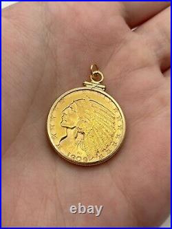 1909 $5 Coin with Solid 14k Gold Frame