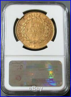1909 A Gold France 100 Francs Standing Genius Coin Ngc About Unc 58