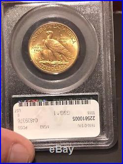 1910 D INDIAN HEAD GOLD $10 EAGLE PCGS OGH Certified MS63. Nice 1/2 Oz Gold Coin