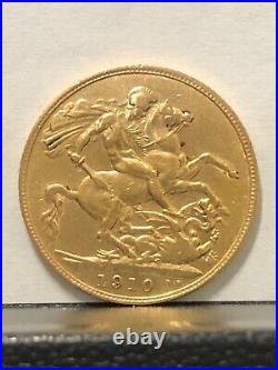 1910 Gold Sovereign King Edward VII Pre Ww-1 Era Solid Lustrous No Problem Coin
