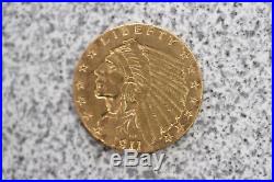 1911 Indian Head Gold Coin $2.50 2 1/2 Dollars In Plastic Cover