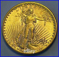 1911d USA 20 Gold Dollars Coin, Saint- Gaudens Unc / Bu Superb Luster