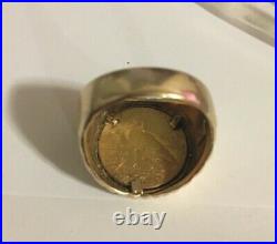 1912 2.50 INDIAN HEAD COIN mounted in solid 14k ring sz 10.5
