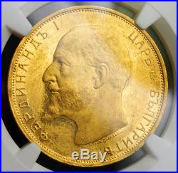 1912, Bulgaria, Ferdinand I. Gold 100 Leva Coin. Original Strike! NGC MS-60
