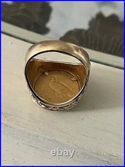 1913 $2 1/2 Indian head gold coin ring HEAVY SOLID 14k Gold Ring 17 Grams