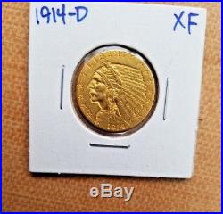 1914 D 1914-D Indian Head $2.50 GOLD Quarter Eagle U. S. Coin