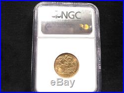 1915 NGC MS63 Great Britain 1 Sovereign Gold Coin RARE IN HIGHER GRADES