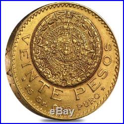 1918 20 Peso Mexican Gold Coin Avg Circ