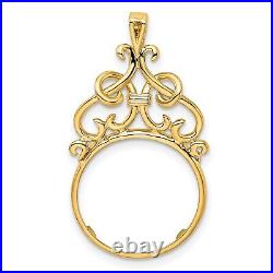 1919-1948 Mexico 2 Dos Peso Prong Set Filigree Top Coin Bezel in 14k Gold 1919-1948 Mexico 2 Dos Peso Prong Set Filigree Top Coin Bezel in 14k Gold