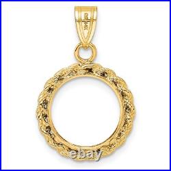 1919-1948 Mexico 2 Dos Peso Prong Set Knotted Rope Coin Bezel in 14k Gold 1919-1948 Mexico 2 Dos Peso Prong Set Knotted Rope Coin Bezel in 14k Gold