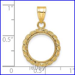 1919-1948 Mexico 2 Dos Peso Prong Set Knotted Rope Coin Bezel in 14k Gold 1919-1948 Mexico 2 Dos Peso Prong Set Knotted Rope Coin Bezel in 14k Gold