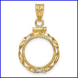1919-1948 Mexico 2 Dos Peso Screw Top Twisted Ribbon Coin Bezel in 14k Gold 1919-1948 Mexico 2 Dos Peso Screw Top Twisted Ribbon Coin Bezel in 14k Gold