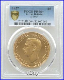 1937 George VI Coronation £5 Five Pound Sovereign Gold Proof Coin PCGS PR66+