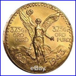 1943 50 Peso Mexican Gold Coin AU/BU