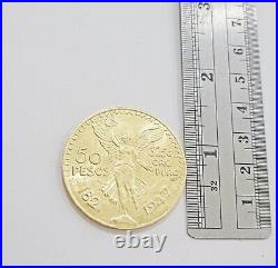 1947 Mexican Centenario 50 Gold Pesos Copy Coin Solid 10k Yellow Gold Centenaro