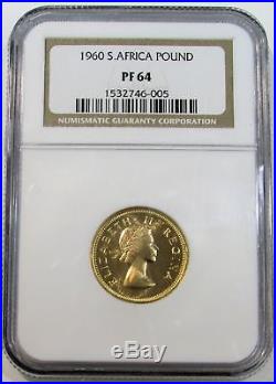 1960 Gold South Africa Pound Springbok Coin Ngc Proof 64 Only 1950 Minted