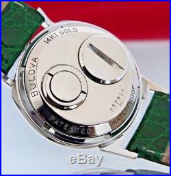 1961 Bulova Accutron Alpha Spaceview. 14K Solid WHITE Gold. Coin&Battery! FREE SHIP