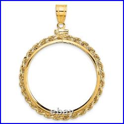 1967-Now 1 oz Krugerrand Screw Top Petite Knotted Rope Coin Bezel in 14k Gold 1967-Now 1 oz Krugerrand Screw Top Petite Knotted Rope Coin Bezel in 14k Gold