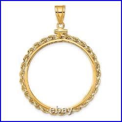 1967-Now 1 oz Krugerrand Screw Top Petite Knotted Rope Coin Bezel in 14k Gold 1967-Now 1 oz Krugerrand Screw Top Petite Knotted Rope Coin Bezel in 14k Gold