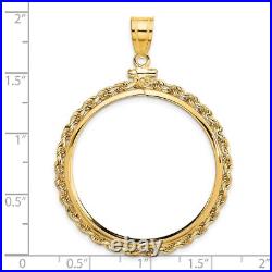 1967-Now 1 oz Krugerrand Screw Top Petite Knotted Rope Coin Bezel in 14k Gold 1967-Now 1 oz Krugerrand Screw Top Petite Knotted Rope Coin Bezel in 14k Gold