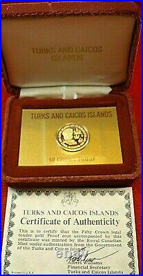 1975 Christopher Columbus Solid Gold 50 Crown Proof Coin Read All