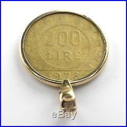 1978 200 Lire Italian Coin Encased in 14k Solid Gold Milor Bezel from Italy