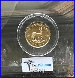 1980 Krugerrand, South Africa, 1/2 oz Fine Gold Coin DPGC12
