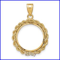 1980-Now 1/10 oz Krugerrand Prong Set Petite Rope Coin Bezel in 14k Gold 1980-Now 1/10 oz Krugerrand Prong Set Petite Rope Coin Bezel in 14k Gold