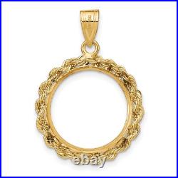 1980-Now 1/10 oz Krugerrand Prong Set Petite Rope Coin Bezel in 14k Gold 1980-Now 1/10 oz Krugerrand Prong Set Petite Rope Coin Bezel in 14k Gold