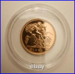 1980 Solid 22ct 3.99g Gold 1/2 Half Sovereign Coin in Capsule 1/8oz