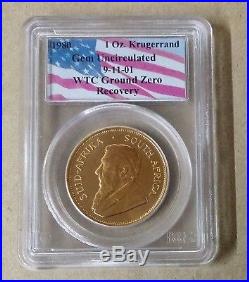 1980 WTC 911 Ground Zero 1 Oz Krugerrand Gold Coin PCGS Gem Uncirculated BINo
