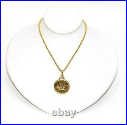 1982.999 Canadian Gold Maple Leaf 5 Dollar Coin Pendant Necklace 14K Solid Gold
